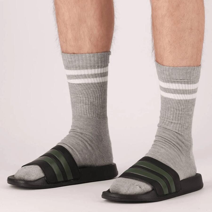 XQ Footwear XQ Slippers Heren Stripes Zwart Army Badslippers heren - Foto 2