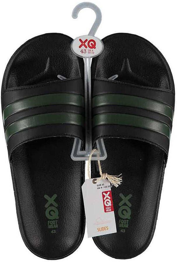 XQ Footwear XQ Slippers Heren Stripes Zwart Army Badslippers heren - Foto 4