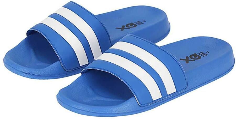 XQ Footwear XQ Slippers Heren Stripes Kobalt Blauw Badslippers heren