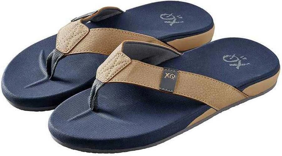 XQ Footwear XQ Teenslipper Heren Cushioned Navy Beige flip flops heren Slippers heren