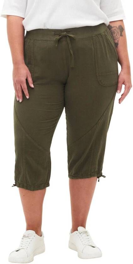 Zizzi high waist slim fit broek JEASY groen