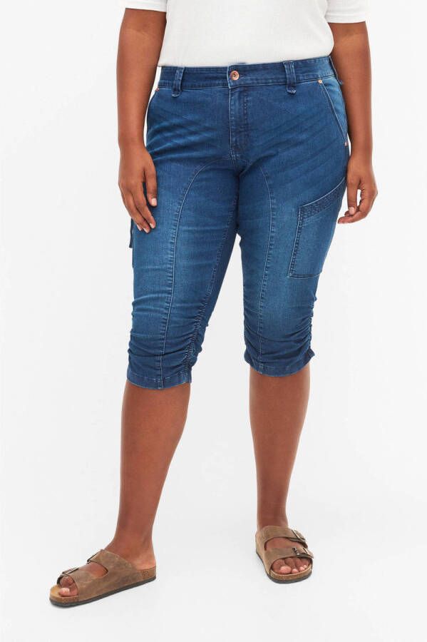 Zizzi high waist slim fit broek medium blue denim