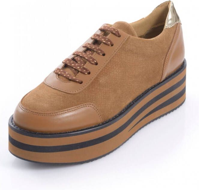 Alba moda Sneaker met dikke plateauzool Cognac