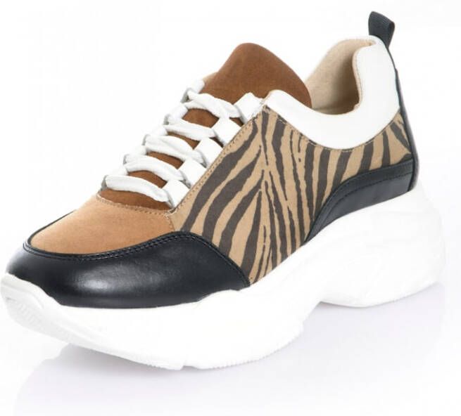 Alba moda Sneaker van textiel Bruin Zwart