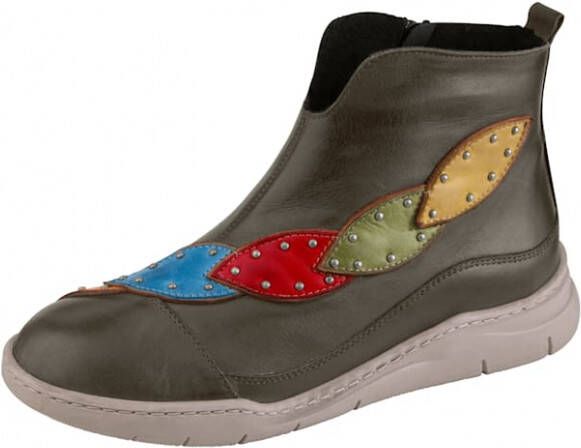 Gemini Enkellaarsje in een harmonieuze kleurencombinatie Kaki Multicolor