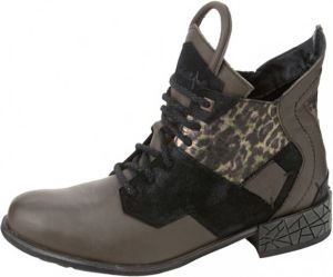 MACIEJKA Hoge veterschoen in modieuze stijl Olijf Zwart