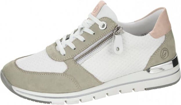 Remonte Sneaker in mooie vlechtlook Salie Wit Roze