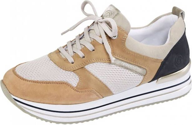 Remonte Sneaker van een mooie materialenmix Marine Zand