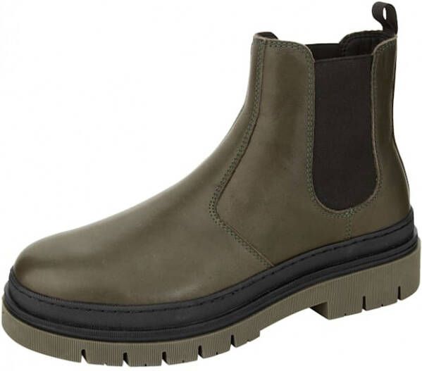 Studio W Chelsea boot met trendy plateauzool Kaki Zwart