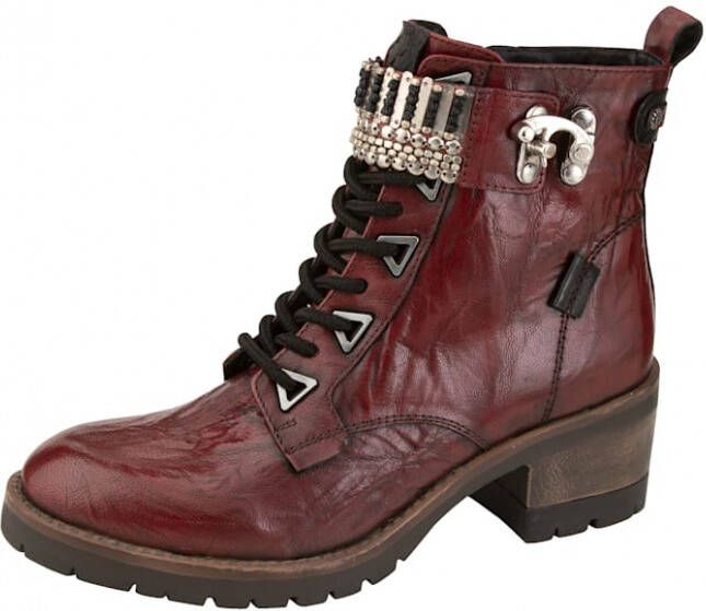Studio W Hoge veterschoen in used look Rood
