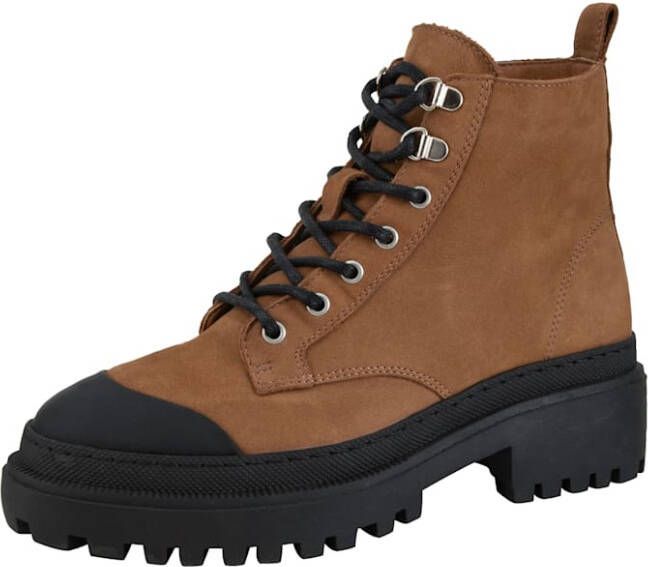 Studio W Hoge veterschoen met rits Cognac
