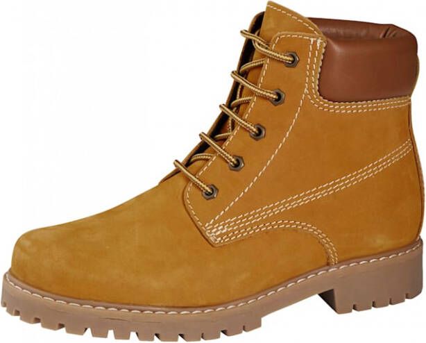 Studio W Hoge veterschoen met zacht gepolsterde rand Okergeel Cognac
