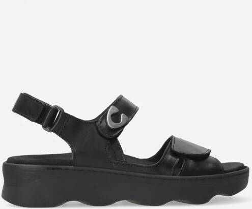 Wolky Zwarte Leren Zomer Sandaal met Comfort Black Dames - Foto 3