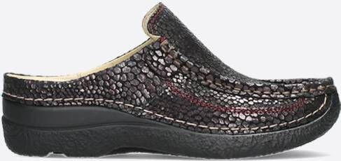 Wolky Comfortschoenen Roll Slide bordeauxrood geprint suede