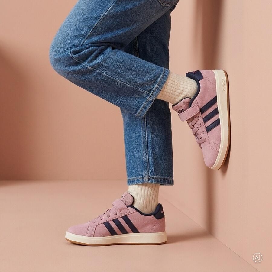 Adidas Grand Court 00s meisjes sneakers roze blauw Uitneembare zool