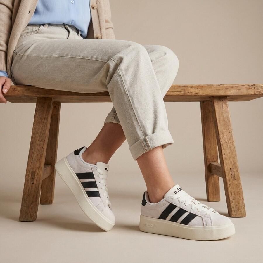 Adidas Sportswear Streettalk Bold leren suède sneakers ecru zwart - Foto 4