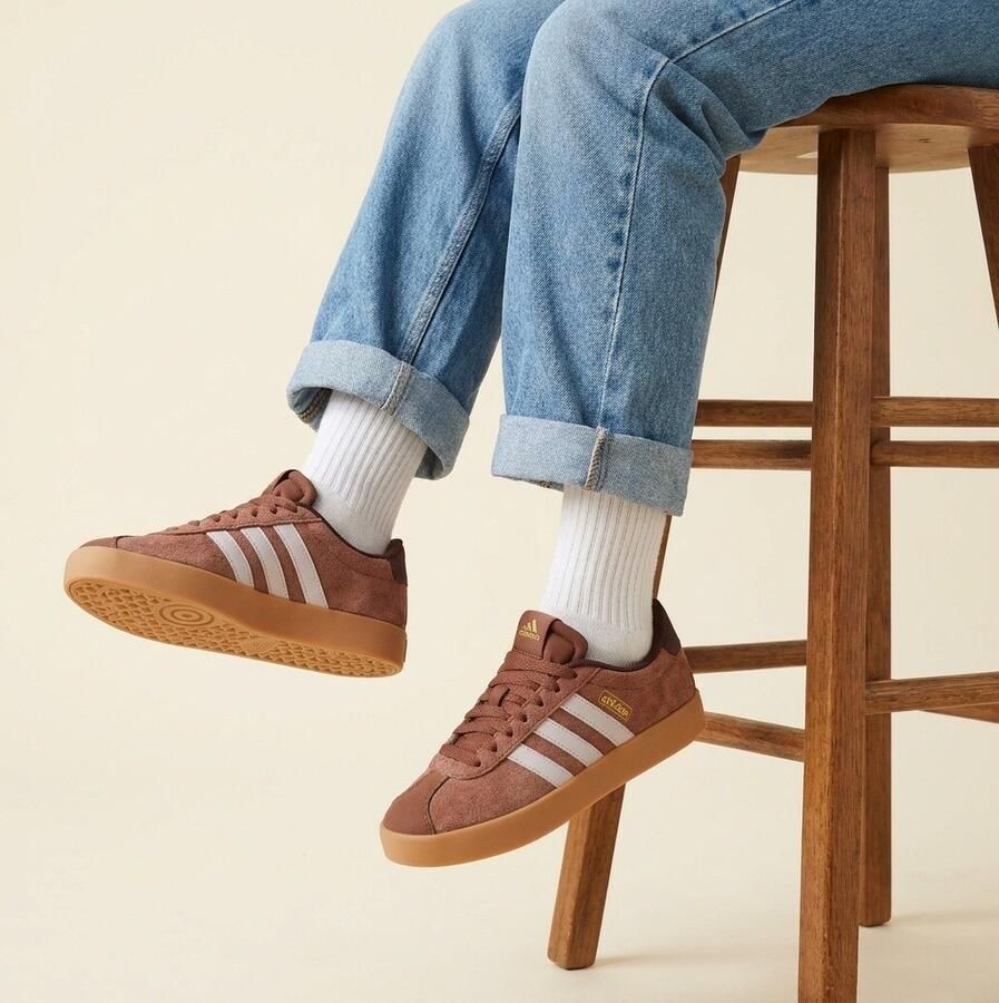 Adidas Sportswear VL Court leren sneakers bruin lila - Foto 4
