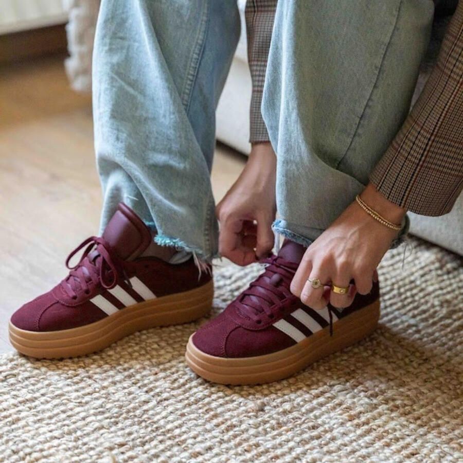 Adidas Sportswear VL Court Bold suède sneakers donkerrood wit Suede 35 1 2 - Foto 2