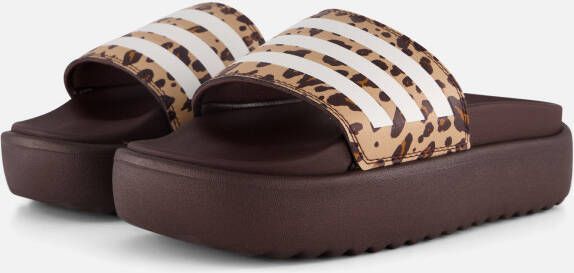 Adidas Adilette Platvorm Leopard Slippers bruin
