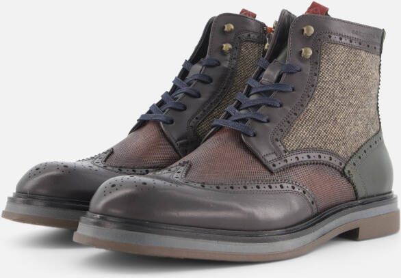 Ambitious Heren Leren Tweed Veterschoen met Brogue Patroon Brown Heren