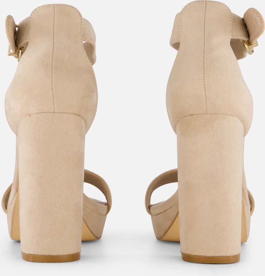 Ann Rocks Sandalen met hak beige Textiel - Foto 4