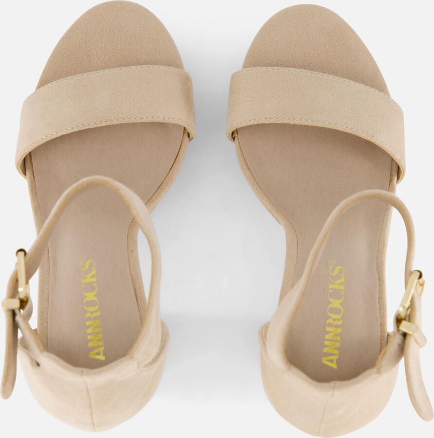 Ann Rocks Sandalen met hak beige Textiel - Foto 3