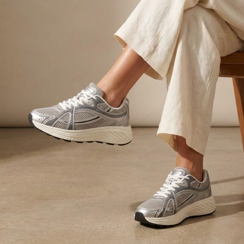 Ann Rocks Sneakers zilver Textiel
