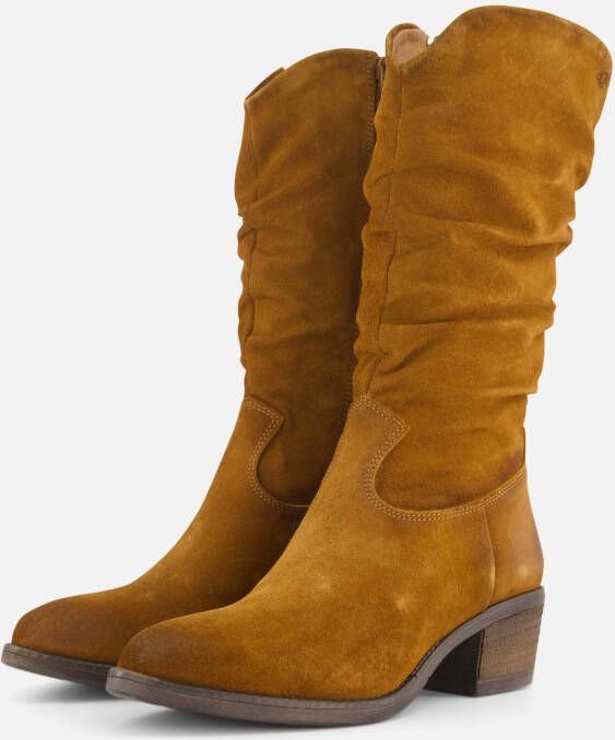 Aqa Hoge plooi laarzen cognac Suede Dames