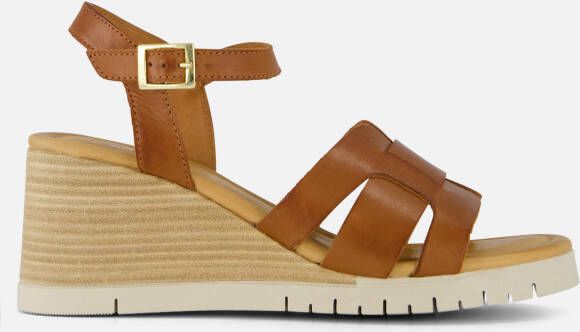 Aqa Sandalen met sleehak cognac Leer