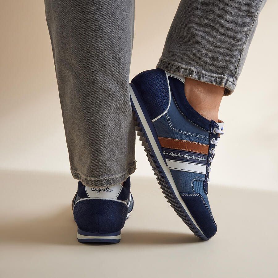 Australian Blauwe Suède Lage Sneakers Camaro Multicolor Heren - Foto 5