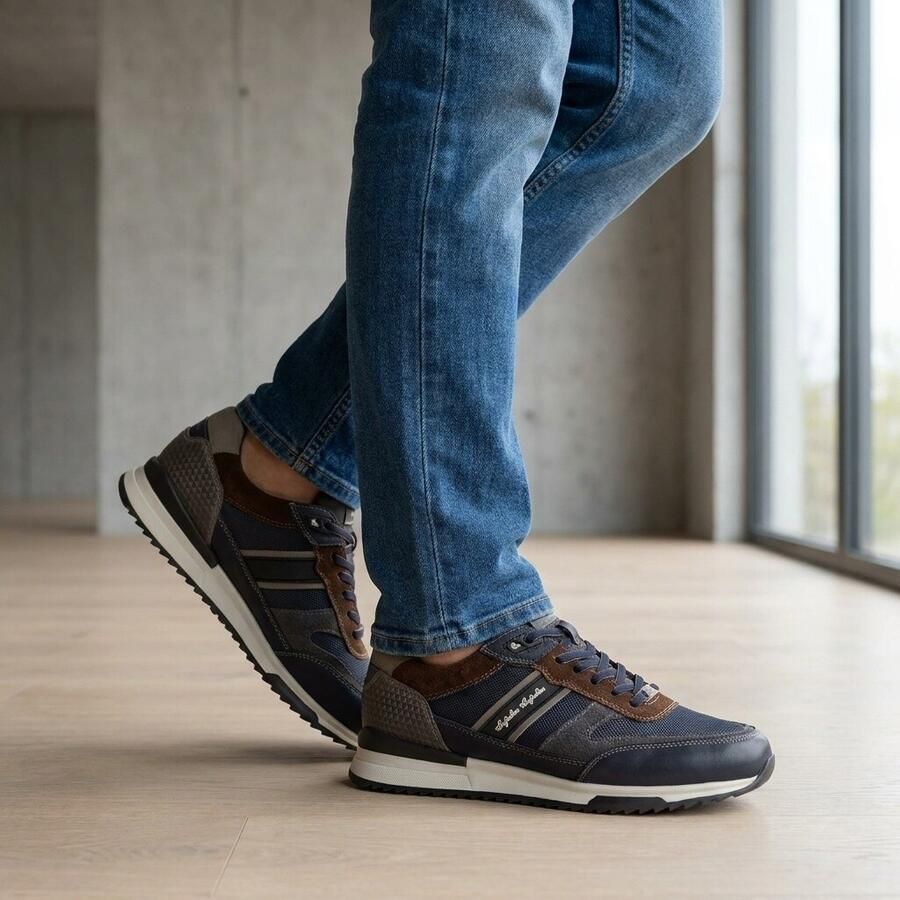 Australian Filmon Sneakers Heren Leren Sneaker Blauw