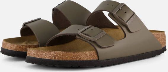 Birkenstock Arizona Slippers grijs Leer