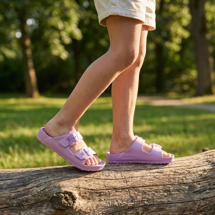 Birkenstock Kid's Arizona Flower EVA Sandalen Narrow purper roze