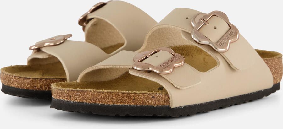 Birkenstock Kid's Arizona Flower Buckle Birko-Flor Sandalen Narrow beige