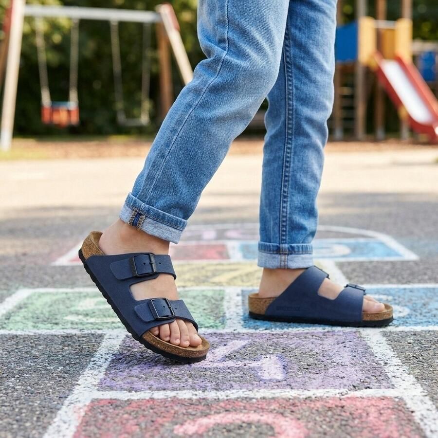 Birkenstock Arizona Kids Slippers Navy Narrow fit | Blauw | Imitatieleer - Foto 4