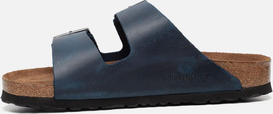 Birkenstock Blauwe Leren Sliders voor Blue