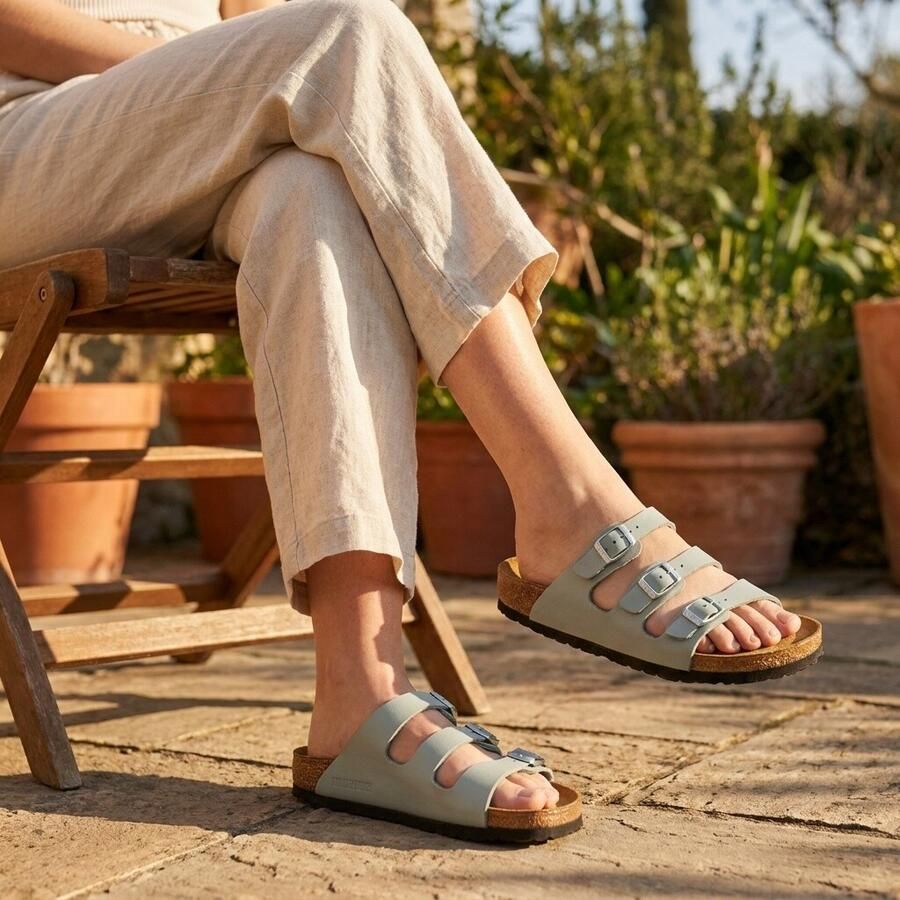 Birkenstock Women's Florida Birko-Flor Sandalen Narrow turkoois