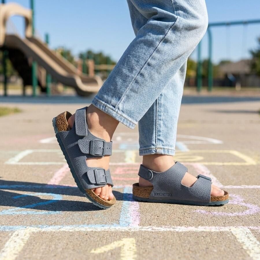 Birkenstock Kid's Milano AS Birko-Flor Triples Sandalen Narrow grijs