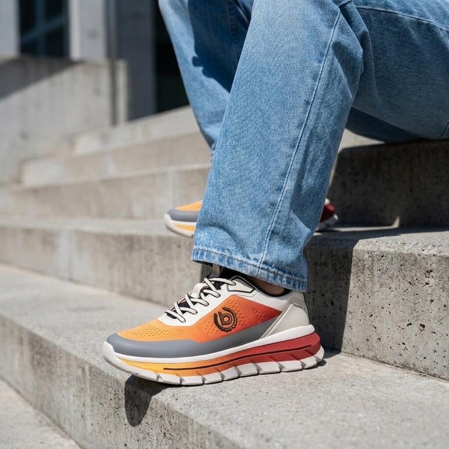 Bugatti Sneakers laag antraciet lichtgrijs donkeroranje - Foto 2