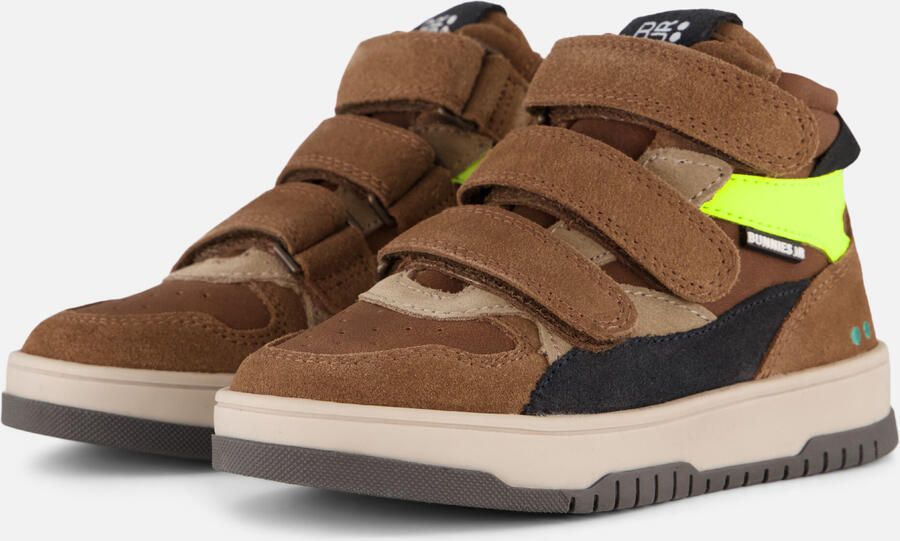 BunniesJR 225991-414 Jongens Hoge Sneakers Bruin Leer Klittenband Met Rits