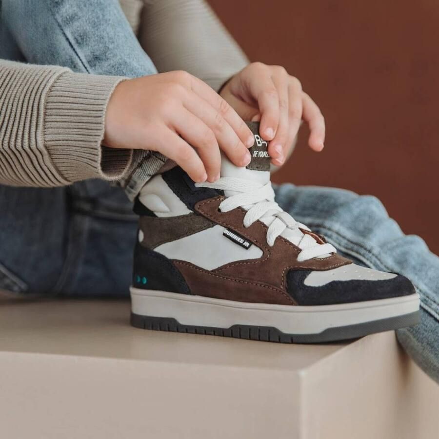 BunniesJR 225990-420 Jongens Hoge Sneakers Bruin Leer Veters - Foto 2