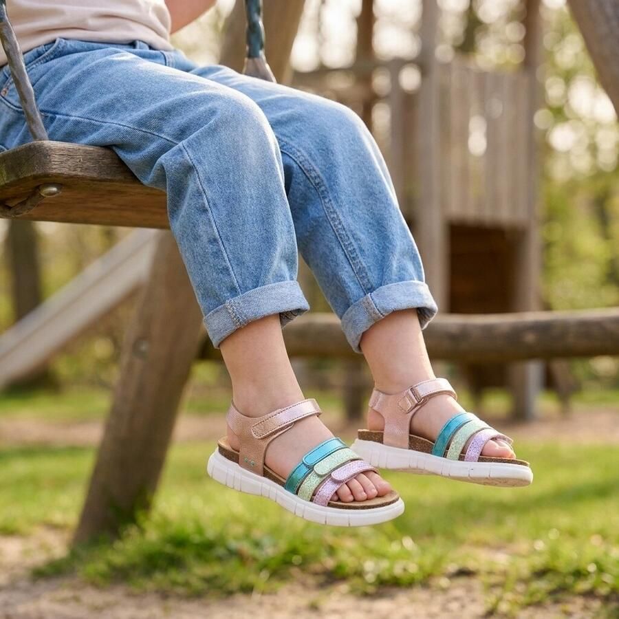 BunniesJR 226423-794 Meisjes Platte Sandalen Beige Imitatieleer Klittenband