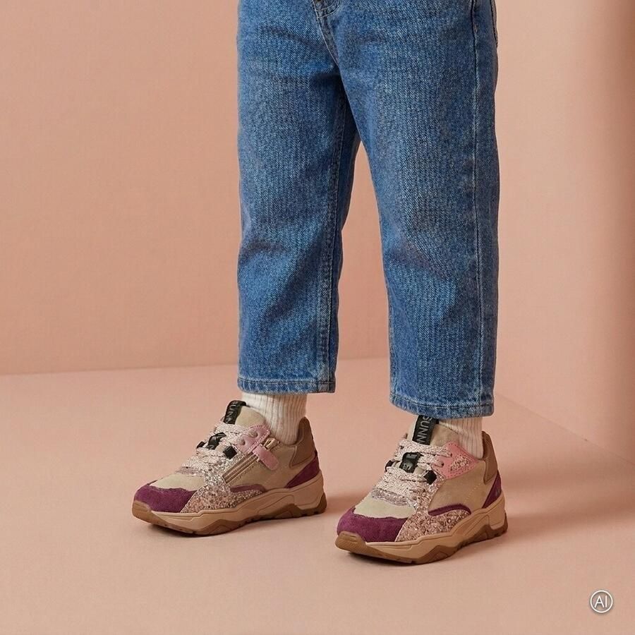 BunniesJR 225875-448 Meisjes Lage Sneakers Roze Leer Veters - Foto 5