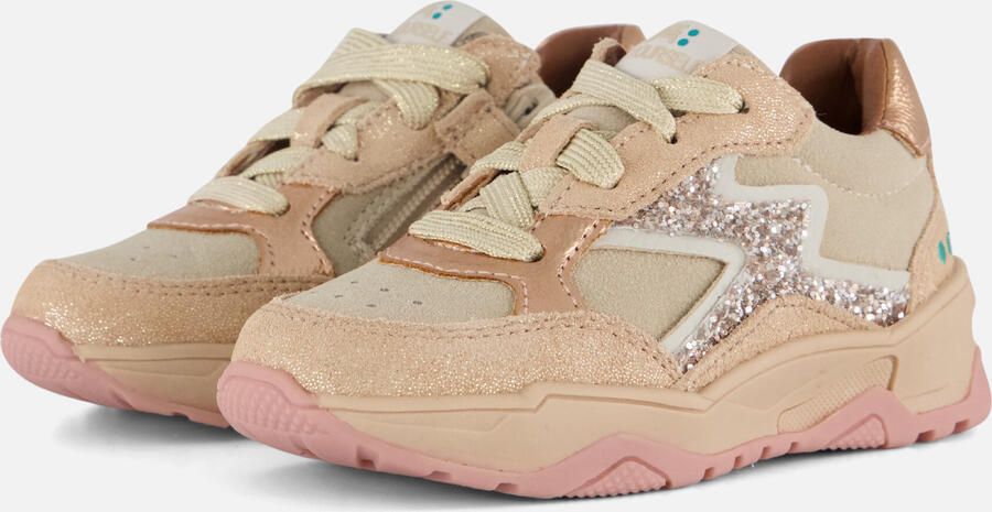 BunniesJR Cleo Chunky leren sneakers met pailletten en glitters lichtroze - Foto 5