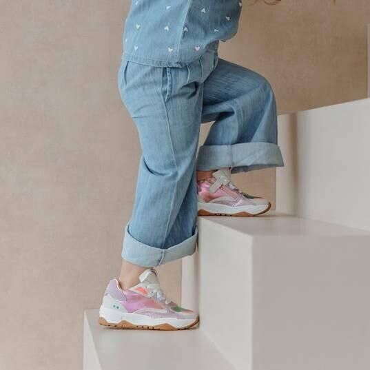 BunniesJR 225375-498 Meisjes Lage Sneakers Multicolor Leer Veters - Foto 4