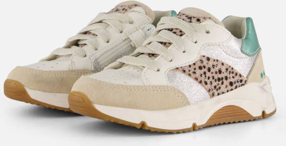 BunniesJR 225462-403 Meisjes Lage Sneakers Zilver Beige Groen Leer Veters