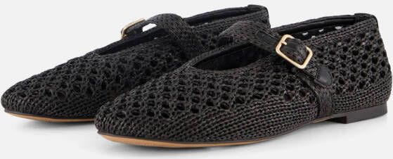Cellini Ballerina's zwart Raffia