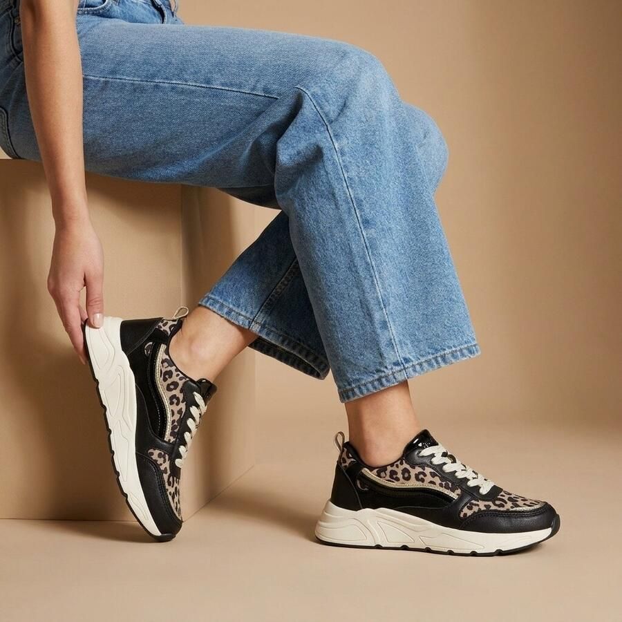 Cellini Cellnini Leopard Sneakers zwart Textiel