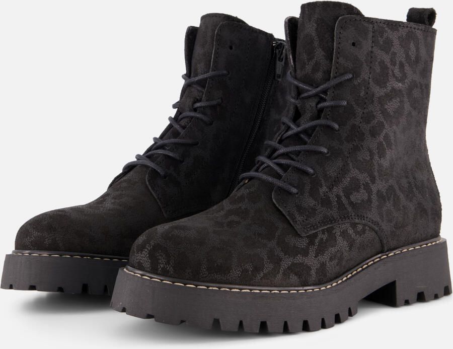 Cellini Leopard Veterboots zwart Suede