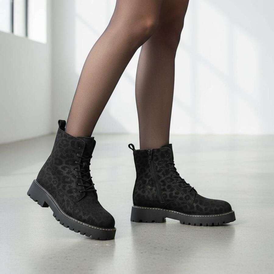 Cellini Leopard Veterboots zwart Suede - Foto 2